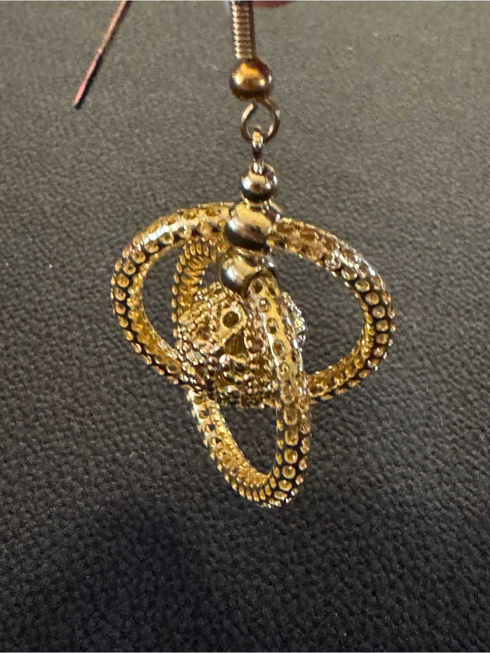 Gold Tone Orbital Filigree Ball Statement Dangle Earrings
